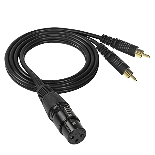 GELRHONR 3Pin XLR auf 2 RCA Y Splitter Kabel, Unsymmetrischer Dual RCA Stecker auf XLR Audio Kabelstecker für Lautsprecher Kondensator Mikrofon Mixer AMP-1M (3Pin XLR Female) von GELRHONR