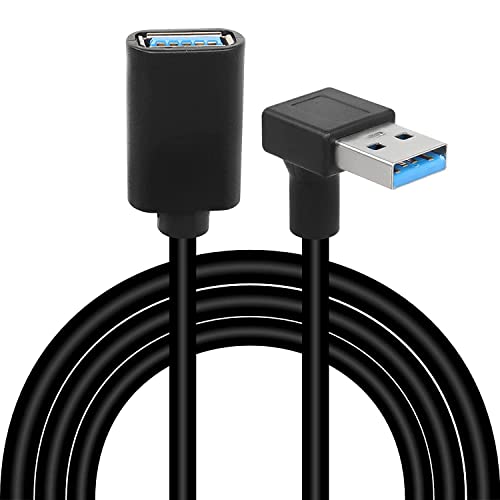 GELRHONR 90Degree USB 3.0 Verlängerungskabel, nach oben gewinkelte USB Typ A Stecker zu einem weiblichen Verlängerungskabel, Datenübertragung für USB Flash Drive/Festplatte (Down/1M) von GELRHONR