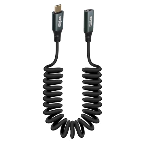 GELRHONR Coiled USB C zu USB C Kabel Unterstützung PD100W Schnellladung 20Gbps DataTransfer 8K@60Hz OTG Kabel (Straight M/F) von GELRHONR