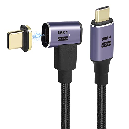 GELRHONR Magnetisches USB-C-Ladekabel 1.8m, Rechtwinkliges USB-Typ-C-Ladekabel, PD100W, schnelles Aufladen, 20 Gbit/s Datenübertragung, 8 K @ 60 Hz Videoausgang, kompatibel für USB-C-Geräte von GELRHONR