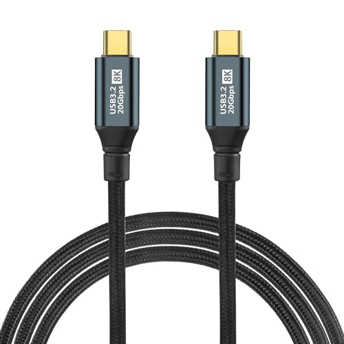 GELRHONR 100W USB C zu USB C Kabel, USB C 3.2 Gen 2 Kabel 20 gbit/s Datenübertragung 20V 5A Schnellladung für OTG, 8K@ 60Hz Videoübertragung für Laptop, Mobiltelefon, Monitor (2M/6.5Ft) von GELRHONR