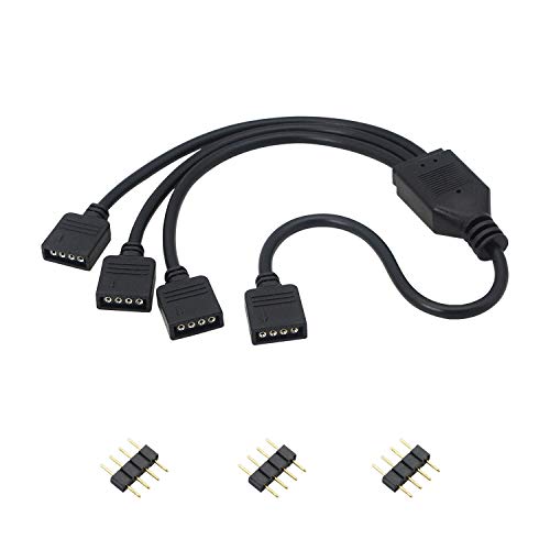 GELRHONR RGB-Splitterkabel, LED-Streifen-Anschluss, RGB-4-poliger Splitter, 1 auf 3 Kabel, 5050 LED-Klebeband-Lichtanschluss, Verlängerungskabel für Computerlüfter, Motherboard (5–12 V) von GELRHONR