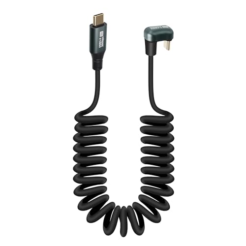 GELRHONR Spiral USB C Kabel 100W, 20V 5A Schnelllade U Winkel USB Typ C Feder Spiralkabel für Auto, 180Grad Typ C Stecker zu Stecker Carplay Kabel 20Gbps,8K@60Hz, für i/Phone15, S23 S22, Note 20 10 von GELRHONR