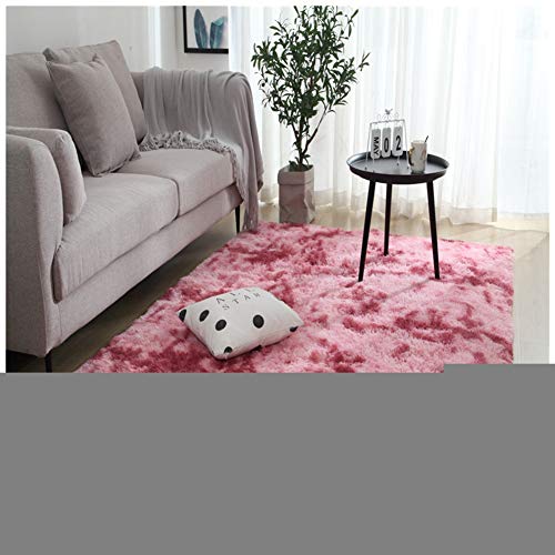 GELing Hochflor Plüsch Teppich Tie-Dye Farbverlauf Teppich Shaggy Teppiche Langflor Wohnzimmer Pflegeleicht Waschbarer Teppich Mit Anit-Rutsch,Rot,60x200cm von GELing