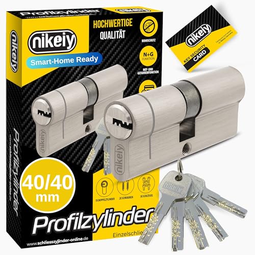 GERCAR Pro+ Profil-Zylinder 40/40 - N+G Schließzylinder mit Not- und Gefahrenfunktion - Zylinderschloss Türschloss mit Borschutz und 5 Schlüssel (extra lang) mit CodeCard | 80 mm | A:40 B:40 | 1 x von GERCAR