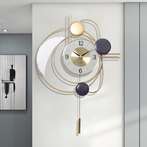 GERHWASH Wanduhr - Große Wanduhr Gold Wanduhren Modern Wohnzimmer Pendeluhr Mode Kreative Küchenuhr Wanduhr Ohne Tickgeräusche für Deko Schlafzimmer Küche Büro von GERHWASH