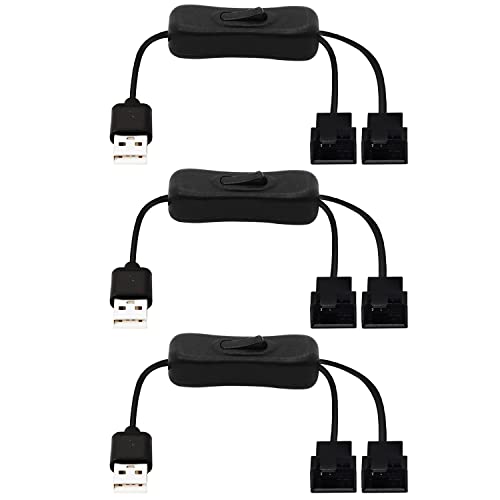 GERUI 40 cm USB auf Dual 3-Pin / 4-Pin PWM 5V USB ummanteltes Lüfterstromadapterkabel mit An/Aus-Schalter (3er-Pack) von GERUI