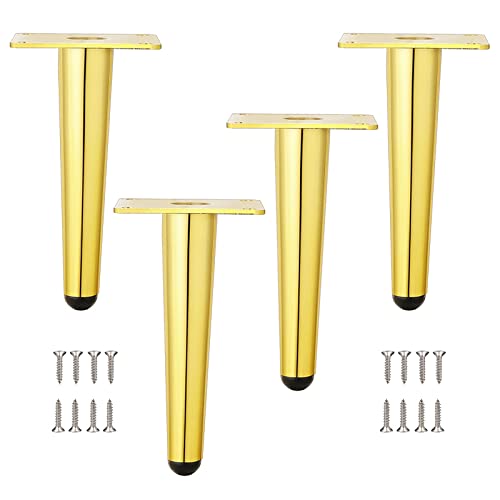 Tischbeine aus Metall, 4 Stück konische Möbelbeine, Ersatzmöbelfüße, Schwarz/Gold, rutschfeste Basis, für Schreibtische, Sofas, Schränke, Couchtische, Stühle,Gold-30cm/11.8in von GFHQDPSC