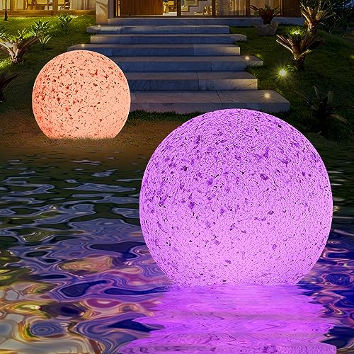 GGNOO 2 Stück Solarlampen für außen LED Solarleuchten für Außen 8 Farben Poolbeleuchtung Schwimmende Solar Gartenleuchte mit Fernbedienung IPX6 Wasserdicht für Terrasse Garten Pool Party Dekor (B) von GGNOO