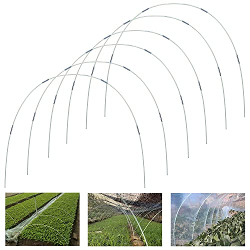 GGOUPTY Gewächshaus-Hoops 6 Sätze von 7 Ft Abnehmbaren Gewächshaus-Ringe für Pflanzenabdeckung Folientunnel Gewächshausreifen bögen Kunststoff Glasfaser Pflanztunnel for Gartenstoff Gartenpfähle von GGOUPTY