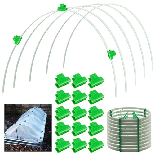 Gewächshaus-Hoops 10 Stück 200 cm Abnehmbaren Gewächshaus-Ringe für Pflanzenabdeckung Folientunnel Gewächshausreifen bögen Kunststoff Glasfaser Pflanztunnel for Gartenstoff Gartenpfähle von GGOUPTY