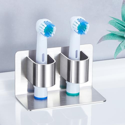 GGQ Zahnbürstenhalter Edelstahl, Aufsteckbürsten Halter Kompatibel mit Oral B, Elektrische Zahnbürstenkopf Halter, Zahnbürsten Halterung Elektrische Zahnbürste Halter Organizer Wand oder Freistehend von GGQ