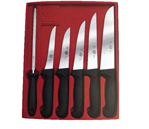 Hochwertige Messerset Messer Wetzstahl 6 teilig Metzgerei Industrie schwarz von GGS
