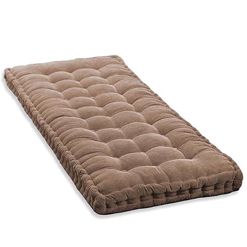 10cm Dickes Bankkissen 2/3 Sitzer,100cm/120cm Baumwolle Bankkissen Sofa Boden Sitzkissen Matratze für Haus Garten Terrasse Schaukel (100x50cm,Braun) von GGoty