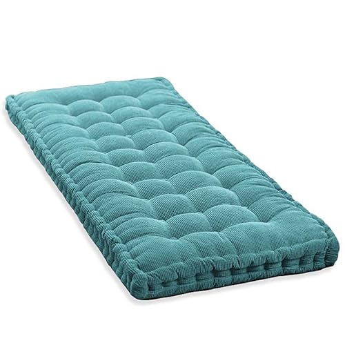 10cm Dickes Bankkissen 2/3 Sitzer,100cm/120cm Baumwolle Bankkissen Sofa Boden Sitzkissen Matratze für Haus Garten Terrasse Schaukel (120x50cm,Blau) von GGoty