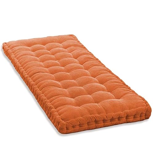 10cm Dickes Bankkissen 2/3 Sitzer,100cm/120cm Baumwolle Bankkissen Sofa Boden Sitzkissen Matratze für Haus Garten Terrasse Schaukel (120x50cm,Orange) von GGoty