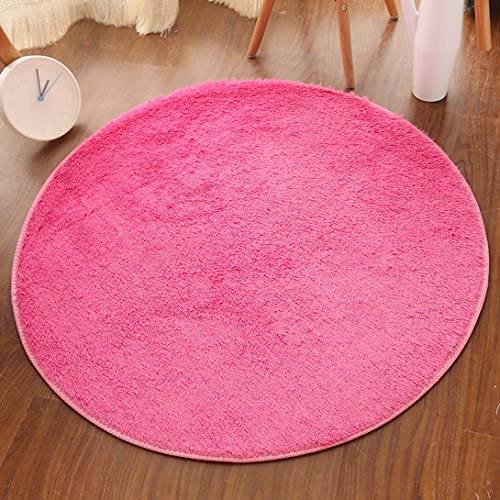 GGoty Runder Teppich, weicher Plüschteppich, rutschfest, zottelig, Plüsch, Stuhlmatte, rund, Wohnzimmer, Boden, Teppiche für Schlafzimmer, Wohnzimmer (130 cm, rosa B) von GGoty