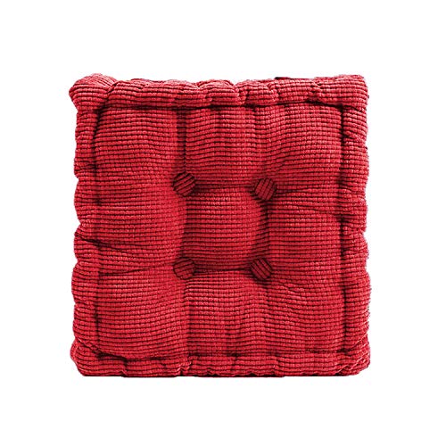 GGoty Sitzkissen Stuhlkissen Dicke Polsterung Steppkissen Tatami Bodenkissen Sofakissen für Indoor Outdoor 40/45/50cm rund Bürostuhl Gartenstuhl Esszimmerstuhl Booster Sitzauflage (45x45cm,rot) von GGoty