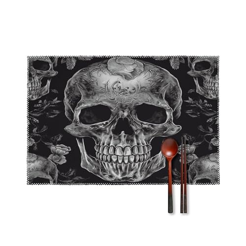 Totenkopf Skelett Platzsets Platzsets 4er Set Tischmatten 4er Set Tischset Platzdeckchen Innen 4er Set Platzdeckchen Abwaschbar Totenkopf Skelett Platzsets Platzsets 4er Set Tischmatten 4er Set Tischset Platzdeckchen Innen 4er Set Platzdeckchen Abwaschbar von GHENBLT