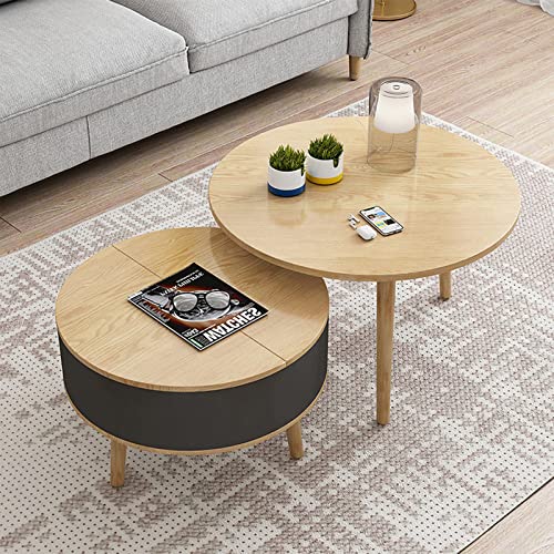 GHKFEJGDEN Beistelltisch/Endtisch, runder Couchtisch, Satztisch, 2er-Set aus Holz, Wohnzimmer, Moderne Möbel im minimalistischen Stil, H von GHKFEJGDEN