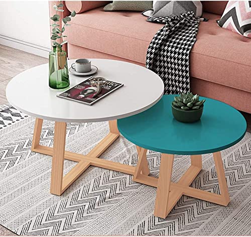 GHKFEJGDEN Moderner Couchtisch für das Wohnzimmer, 2er-Set, Couchtisch aus Holz, rund, Snack-Satztisch, modernes, Schlichtes Design für das Homeoffice, gelegentlicher Gebrauch, Φ19,7 und Φ27,6 von GHKFEJGDEN