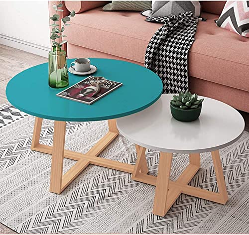 GHKFEJGDEN Moderner Couchtisch für das Wohnzimmer, 2er-Set, Couchtisch aus Holz, rund, Snack-Satztisch, modernes, Schlichtes Design für das Homeoffice, gelegentlicher Gebrauch, Φ19,7 und Φ27,6 von GHKFEJGDEN