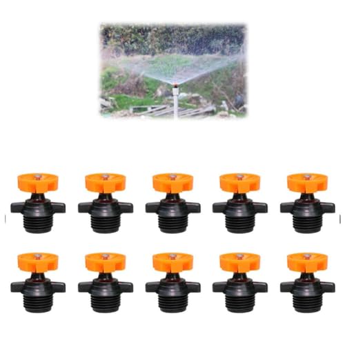 1,27 cm automatischer rotierender Mikro-Sprinkler, 10 Stück, Mikro-Sprinkler, 360 Grad drehbar, für Gartenbewässerung, automatisch rotierende Sprinklerköpfe (orange) von GHYJPAJK