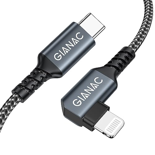 GIANAC USB C auf Lightning Kabel 3M,90 Grad iPhone Ladekabel Nylon USB C Lightning Kabel Fast iPhone USB C Kabel für iPhone 14,13,12,11,XS, XS Max,XR,X,8,8Plus,7,7Plus,6s,6s Plus,6,6 Plus,iPad von GIANAC