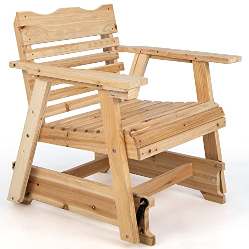 GIANTEX Schaukelstuhl Holz Outdoor, Gartenstuhl mit Getränkehalter, Relaxsessel Schaukelsessel Schwingsessel Garten, Relaxstuhl Schwingstuhl Holzstuhl Liegestuhl Adirondack Stuhl, bis 150 kg belastbar von Giantex