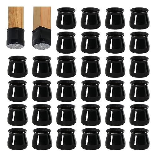 Schutzkappen Für Stuhlbeine mit Filz, 32Pcs Silikon Stuhlbeinkappen, Filzgleiter, Möbelmatte Für Hartholzböden Rund Schwarz, Durchmesser 33-50 mm von GICUNK