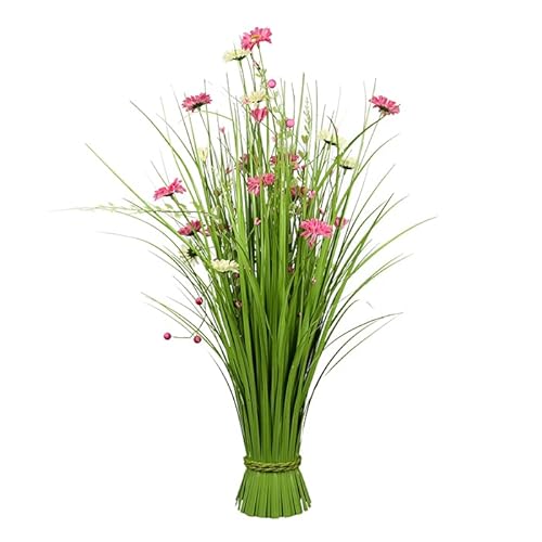 GILDE Deko Pflanzen Grasbusch mit Blumen - Ziergras Osterdeko Frühjahr - 1 x Bündel Gras mit Blüten - aus Kunststoff - Farbe: grün rosa - Höhe 70 cm, 38933 von GILDE