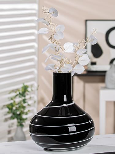 GILDE Deko Vase schwarz weiß - Moderne Dekovase Dekoobjekt Glasvase Blumenvase handgefertigt aus Farbglas - Höhe 28 cm GILDE Deko Vase schwarz weiß - Moderne Dekovase Dekoobjekt Glasvase Blumenvase handgefertigt aus Farbglas - Höhe 28 cm von GILDE