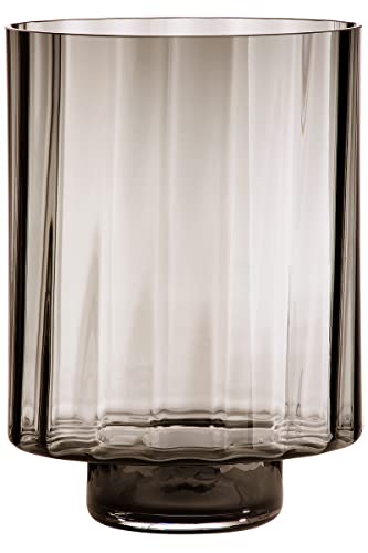 GILDE Deko Windlicht XXL - großes Glaswindlicht handgerfertigt aus Rauchglas - Farbe: braun - Höhe 35 cm von GILDE