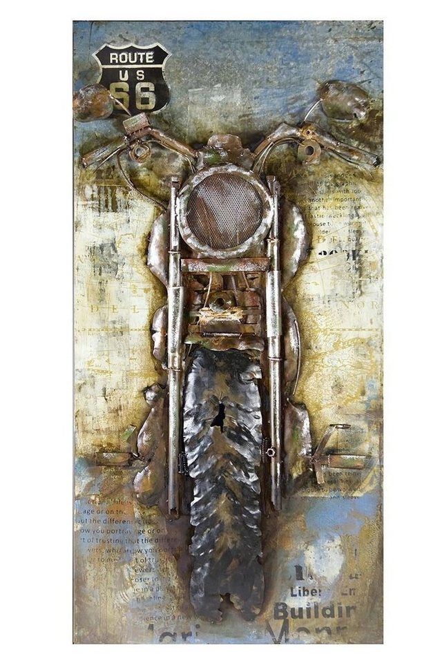 GILDE Dekoobjekt 3D Metall Bild Motorcycle 140x70cm Handarbeit Kunstobjekt von GILDE