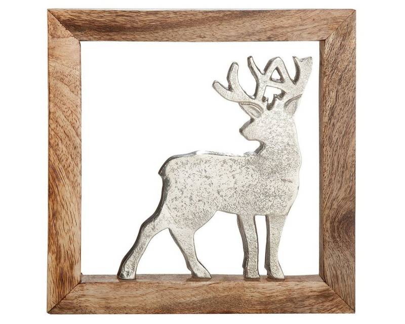 GILDE Dekoobjekt 4er Holzrahmen "Hirsch" 20x20 cm – Aluminiumverzierung von GILDE