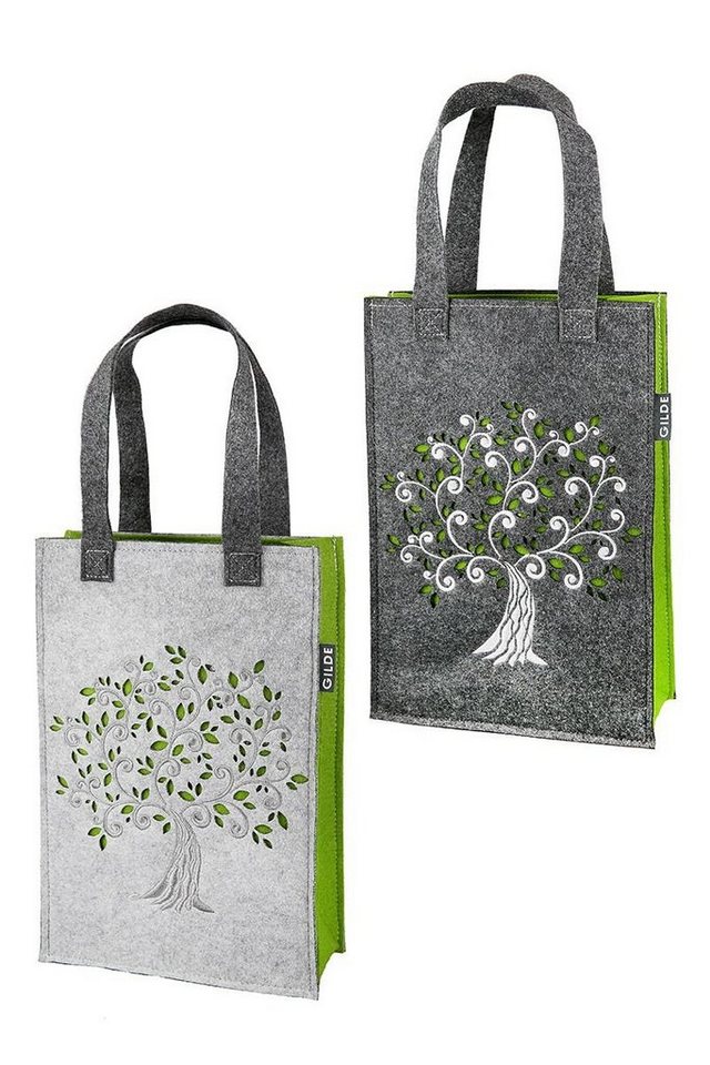 GILDE Dekoobjekt 8er Set Geschenktaschen 'Baum' – 2 Farbvarianten, Hellgrau & Dunkelgr von GILDE