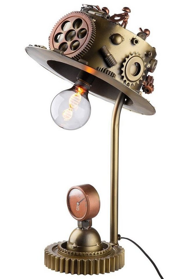 GILDE Dekoobjekt Handgefertigte Tischlampe "Steampunk Hat" - Exklusives Design aus Meta von GILDE