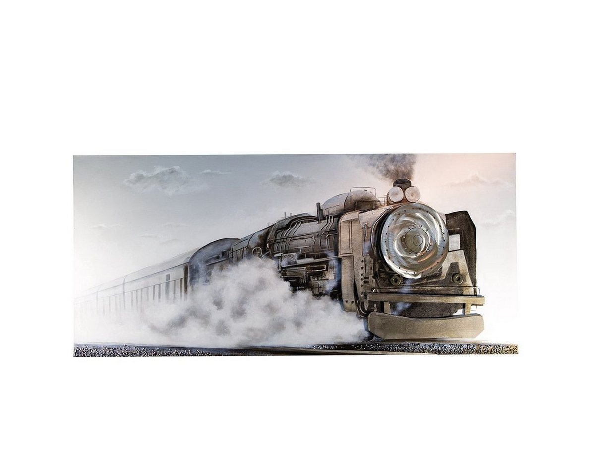 GILDE Dekoobjekt Handgefertigtes 3D Bild Train ZUG auf Leinwand – Elegante Aluminium Ap von GILDE