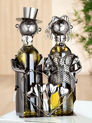 GILDE Flaschenhalter Brautpaar, Metall, H 25cm x B 23 cm x T 12cm von GILDE