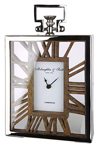 GILDE Uhr - Metall Standuhr mit Holz für eine AA Batterie H 34 cm von GILDE