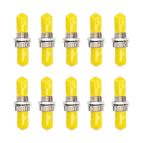 GINTOOYUN 10 PCS ST Fiber Barrel Coupler ST zu ST Singlemode Glasfaseradapter mit gelber Staubschutzhülle für ST Bajonett Glasfaser Anschlussdosen von GINTOOYUN