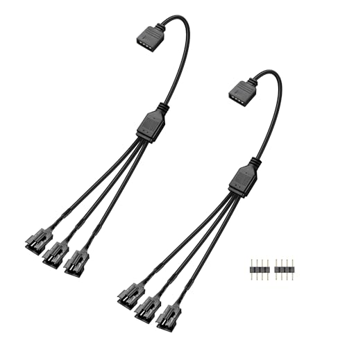 GINTOOYUN 2 PCS 1 bis 3 ARGB Splitter Kabel 12V 4-Pin Weiblich zu drei SM 4-Pin Male Adressable RGB Splitter Kabel für LED Lichtstreifen,12V ARGB Lüfter,Computer Cases,etc(11.8Inch)(Stil 6) von GINTOOYUN