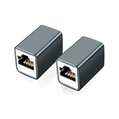 GINTOOYUN 2 PCS RJ45 Netzwerkkoppler Grau RJ45 Weiblich zu Weiblich Ethernet Expansion Connector für TV, Router, PC, Netzwerk Switch ect von GINTOOYUN