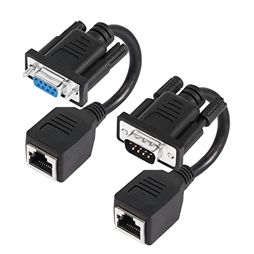 GINTOOYUN 2 STÜCKE DB9 auf RJ45 Adapter DB9 9-Pin Seriell Stecker Buchse Paar auf RJ45 Buchse Adapter Kompatibel mit CAT5 / CAT5e / CAT6 Netzwerkkabel für Desktop-Computer,PDAs usw von GINTOOYUN