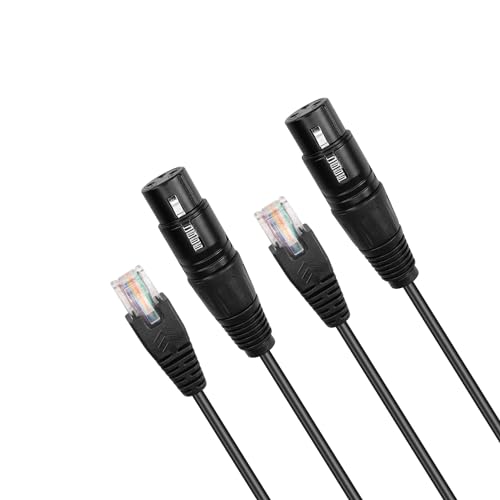 GINTOOYUN 3 Pin XLR auf RJ45 Kabel, XLR Weiblich auf RJ45 Stecker ​ Konverterkabel XLR DMX Kabel für Lautsprecher, Mischer, Ton und Bühne Beleuchtung Ausrüstung-30cm/1Ft(2 PCS) von GINTOOYUN