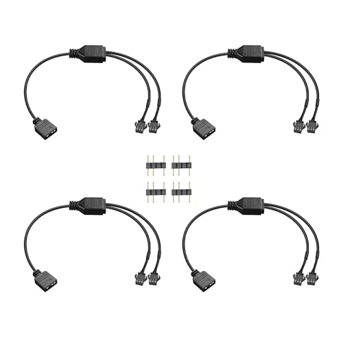 GINTOOYUN 4 PCS 1 bis 2 ARGB Splitter Kabel 5V 3-Pin Weiblich zu zwei SM 3-Pin Weiblich Adressables RGB Splitter Kabel für LED Lichtstreifen, 5V ARGB Lüfter, Computergehäuse, etc(11.8Inch)(Stil 2) von GINTOOYUN