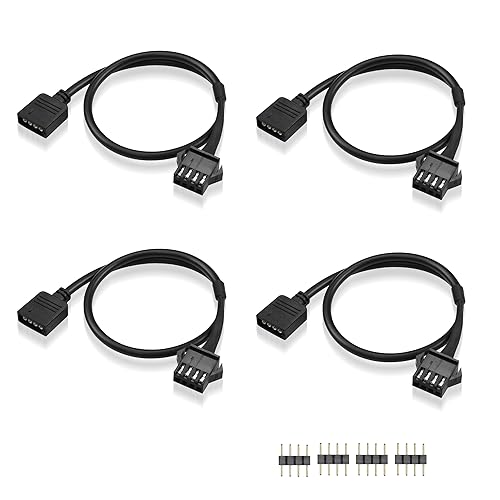 GINTOOYUN 4 Pin RGB Verlängerungskabel 12V 4 PIN zu SM 4Pin weiblichen ARGB Stecker Adapter Kabel für Computer Fan, Motherboard, LED Streifen (0.98 FT,4 PCS)(Stil 2) von GINTOOYUN