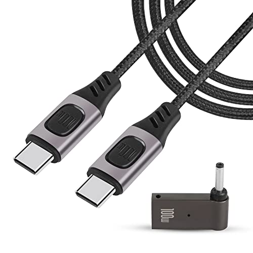 GINTOOYUN 59inch PD100W schnelles Lade-Typ-C-Kabel, Nylon geflochtenes USB-C-Mann zum USB-C-Männchen, mit USB-C bis DC35135-Adapter für Laptops, Mobiltelefone, Ladebanken usw. von GINTOOYUN