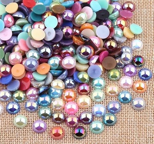 1000 Stück gemischte Farben, 12 mm, Kunststoff, halbrund, flache Rückseite, Perlen für Bastelarbeiten, Dekoration (Farbe: 12 mm, 20 Stück) von GIOTEL