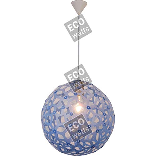Hängeleuchte, E27, max. 40 W, Lampenschirm, PVC, blau, außen/innen, PVC-Kabel, Länge 100 cm, transparent von GIRARD SUDRON